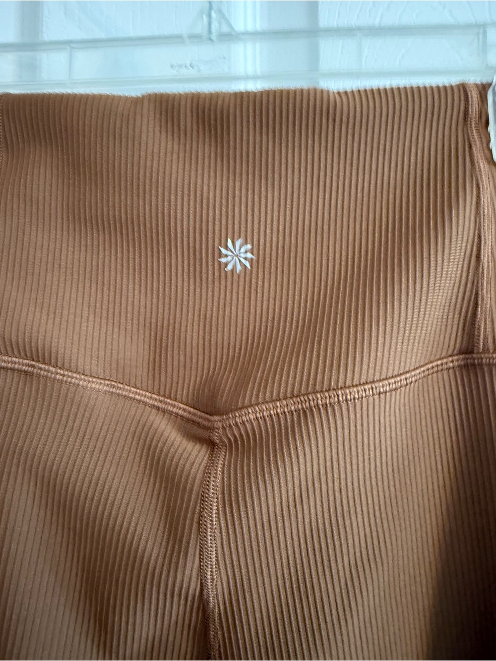 Athleta Womens Ribbed High-Waist Leggings in Brown. Size Large. - Picture 3 of 8